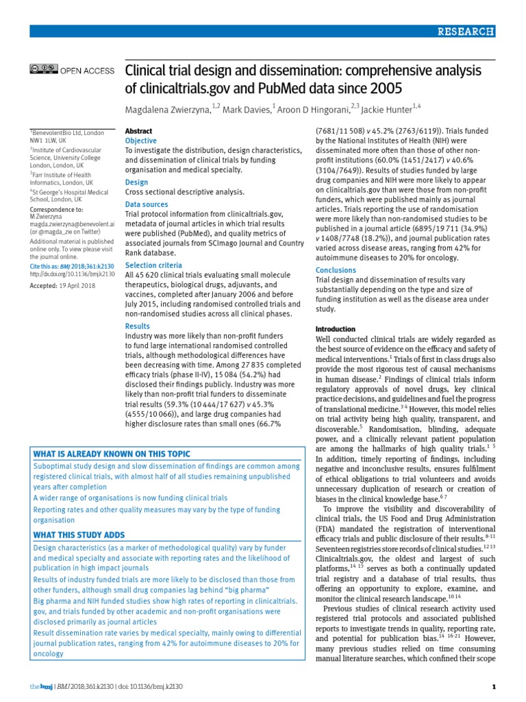 Clinical Trial Design and Dissemination: Comprehensive Analysis of ...