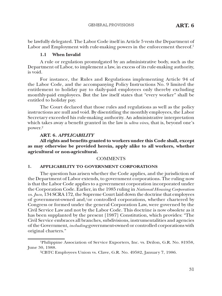 Labor Code Rules & Applicability | PDF | Employment | Rulemaking