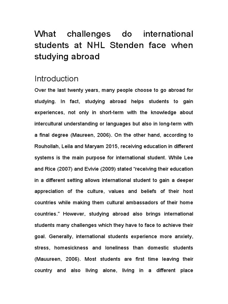 Challenges for NHL Stenden International Students | PDF | International ...