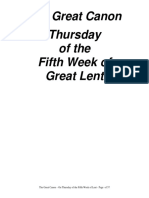 The Great Canon Thursday of The Fifth Week of Great Lent