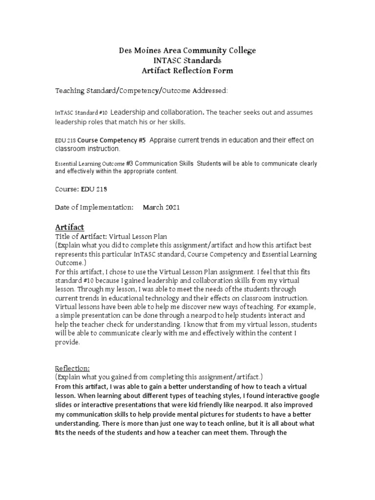 Intasc Standard 10 Virtual - KK 1 | PDF