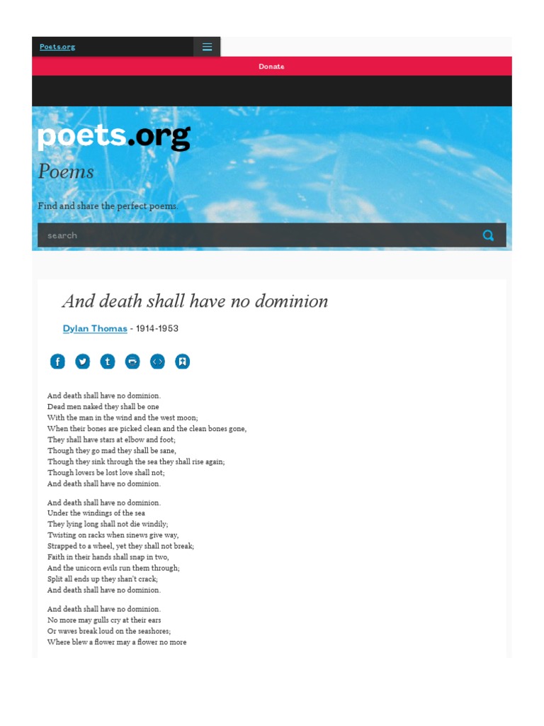 And Death Shall Have No Dominion by Dylan Thomas - Poems | PDF | Poetry