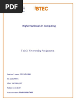 Higher Nationals in Computing: Unit 2: Networking Assignment