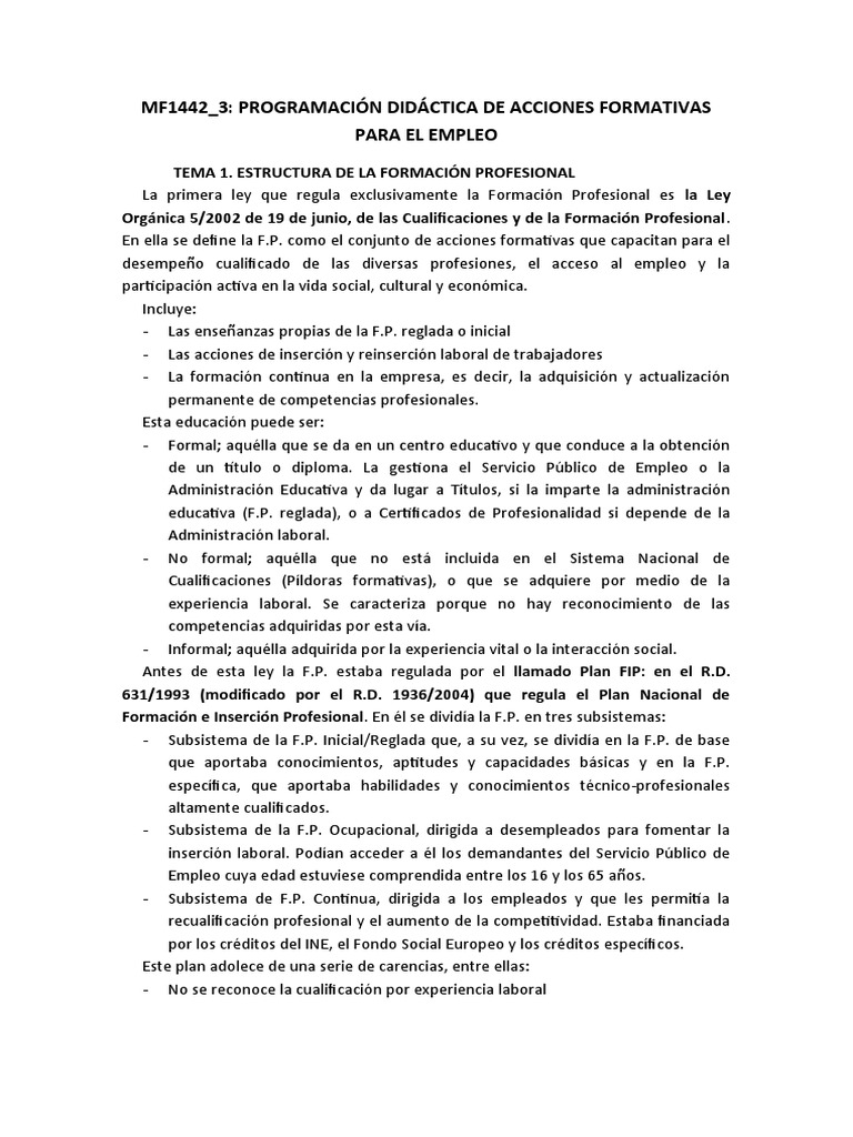 MF1442 - 3 Programación Didáctica de Acciones Formativas para El Empleo ...