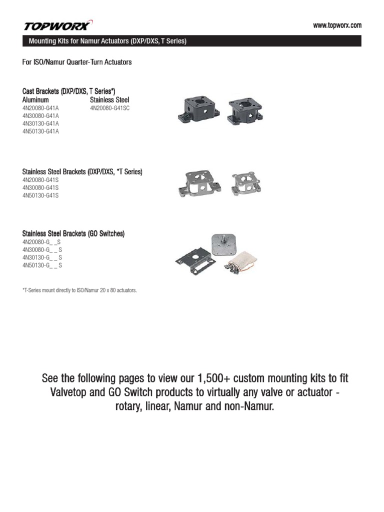 Topworx Stainless Steel Brackets Guide | PDF | Actuator | Valve