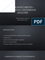 Packages Limited - Financial Statements Analysis: Syed Muhammad Taha Ali Abdul Wasey Omar