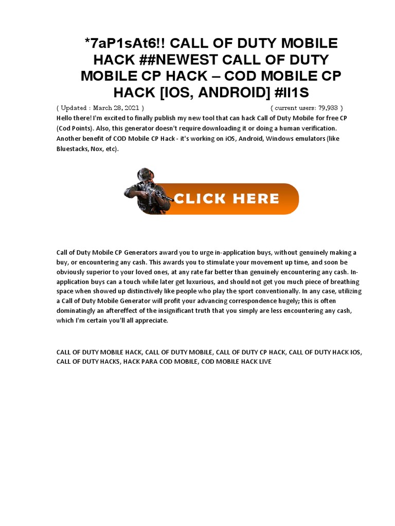 7Ap1Sat6!! Call of Duty Mobile Hack Newest Call of Duty Mobile CP