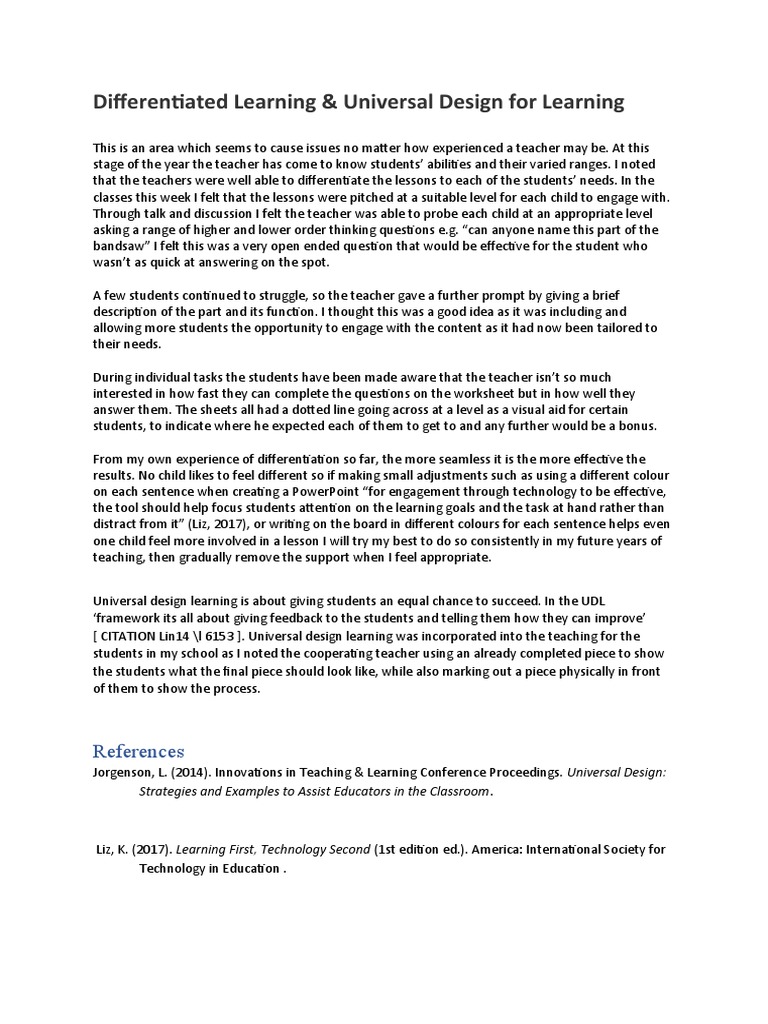 Week 2 Differentiated Learning Udl | PDF | Teachers | Behavior Modification