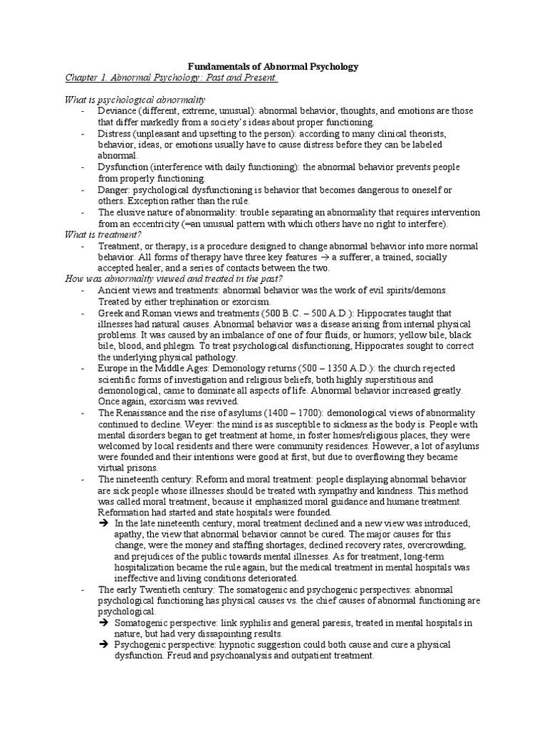 Overview of Abnormal Psychology | PDF | Major Depressive Disorder ...