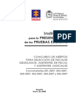 Instructivo pruebas escritas concurso méritos Fiscalía