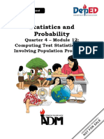 12 Statistics and Probability G11 Quarter 4 Module 12 Computating For The Test Statistic Involving Population Proportion