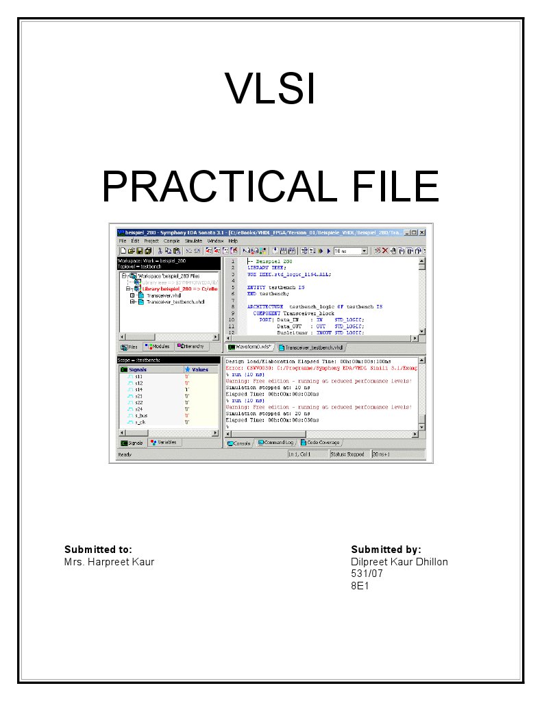 Vlsi Practical File: Submitted To: Submitted by | PDF