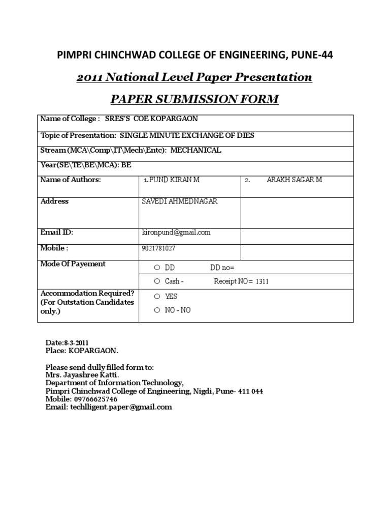 Paper Submission Form for Engineering Conference | PDF