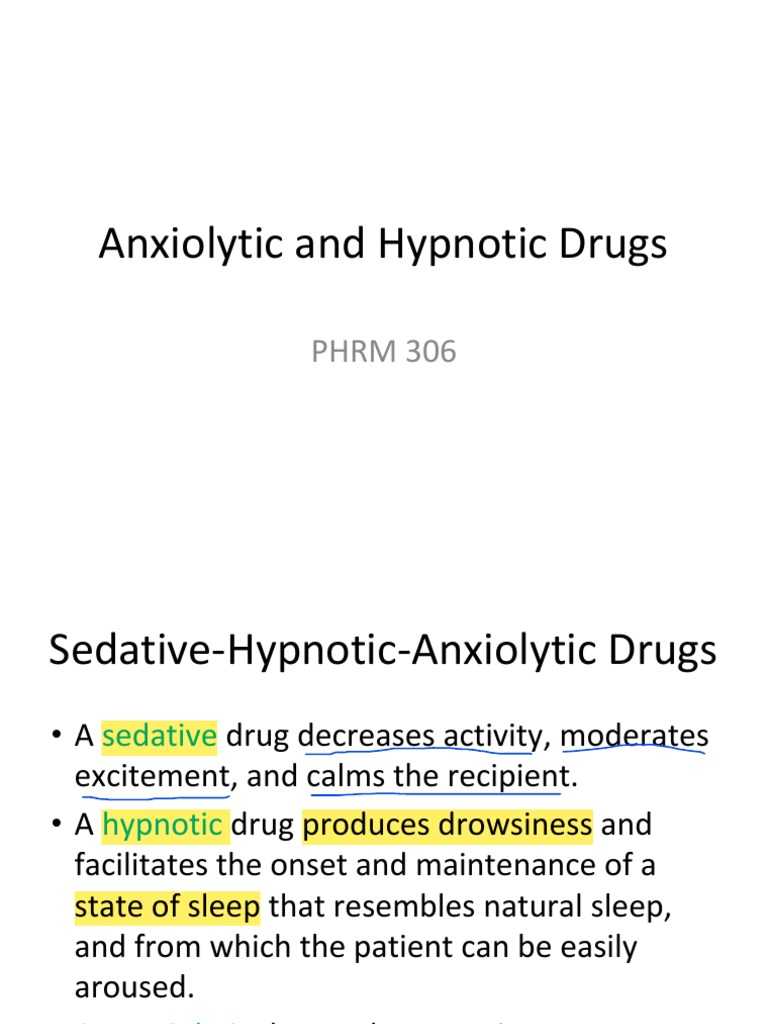 Anxiolytic and Hypnotic Drugs | PDF | Benzodiazepine | Medical Treatments