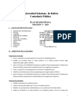 Universidad Salesiana de Bolivia Contaduría Pública: Plan de Disciplina Gestión I - 2015