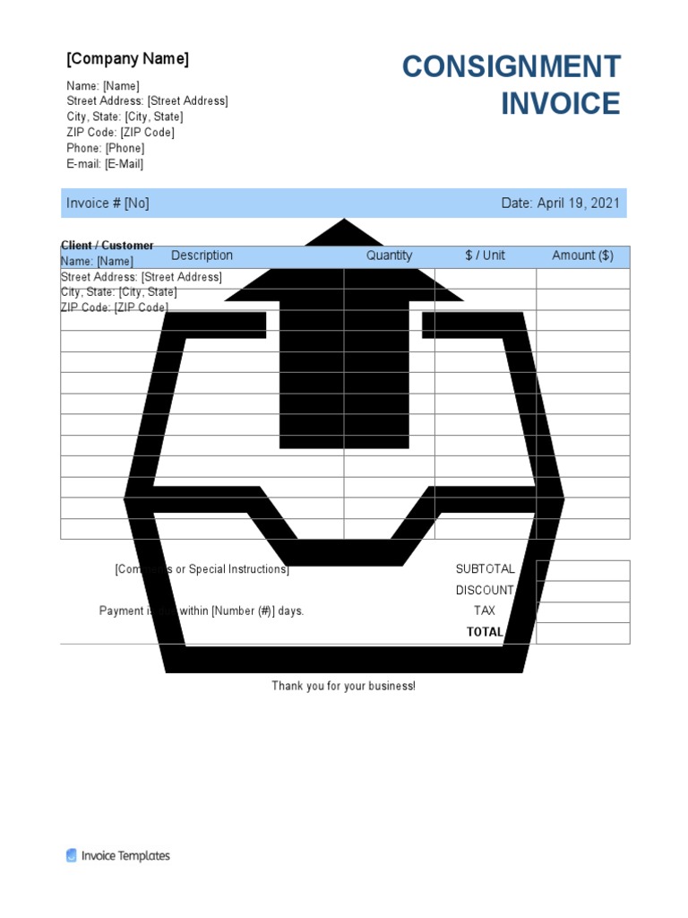 Consignment Invoice Template | PDF