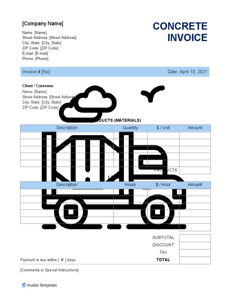 Concrete Invoice Template PDF