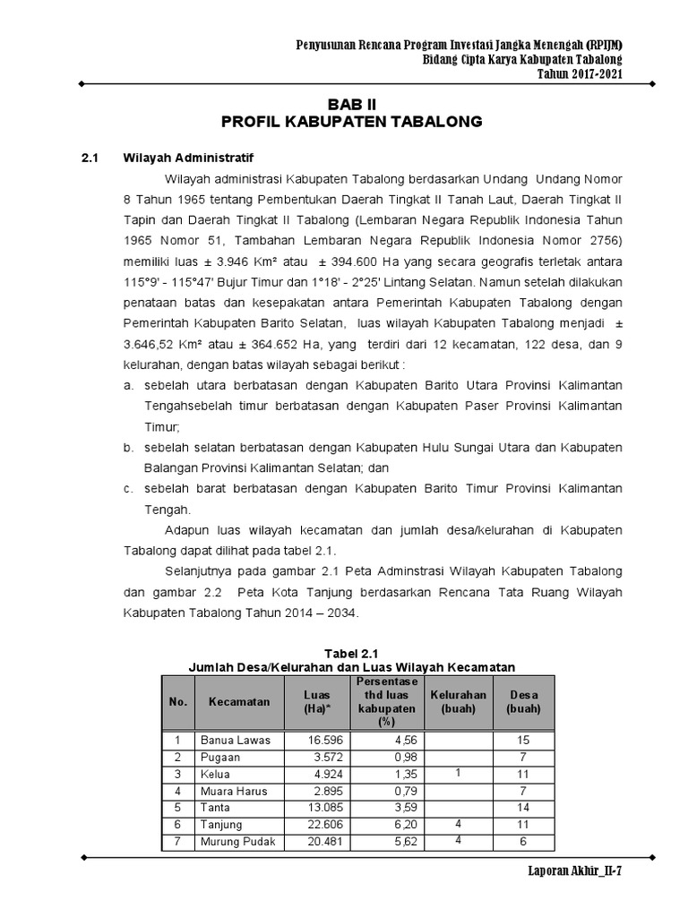 Profil Kabupaten Tabalong 2017-2021 | PDF