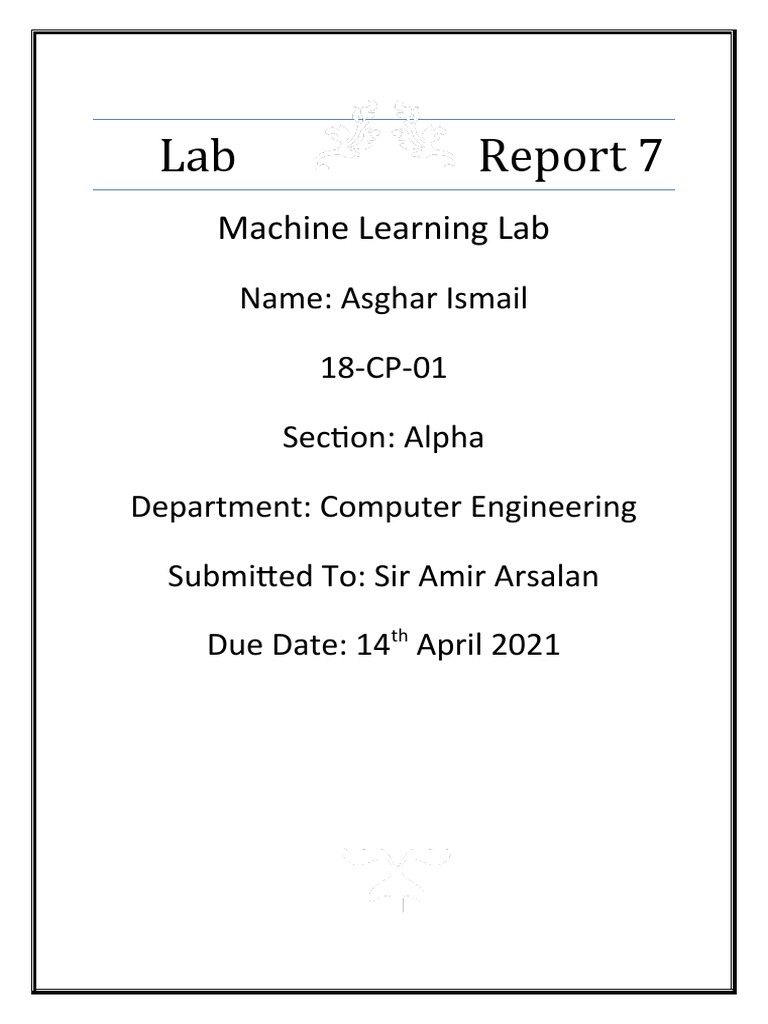 18-Cp-01 ML Lab 7 Report | PDF | Support Vector Machine | Machine Learning