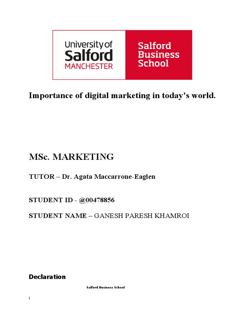 Importance of Digital Marketing Today | PDF | Survey Methodology ...