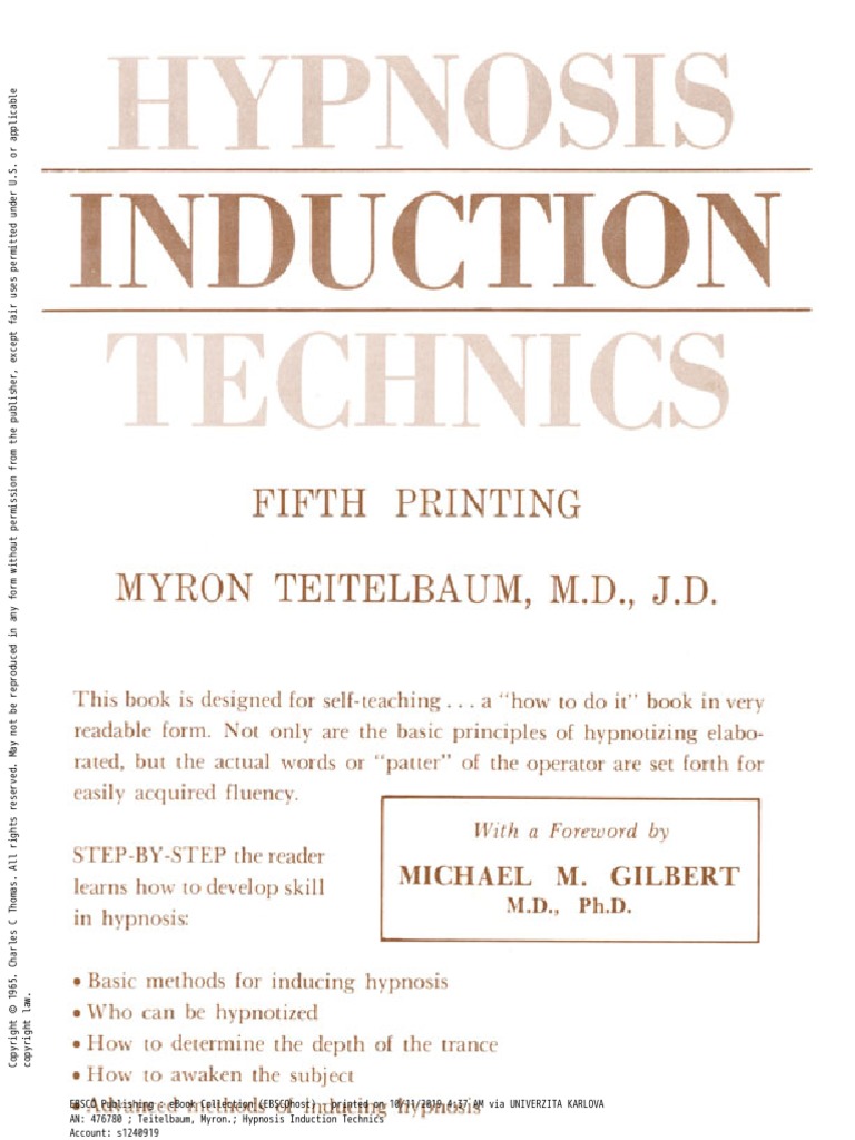 Hypnosis Induction Technics | PDF | Psychologist | Hypnosis
