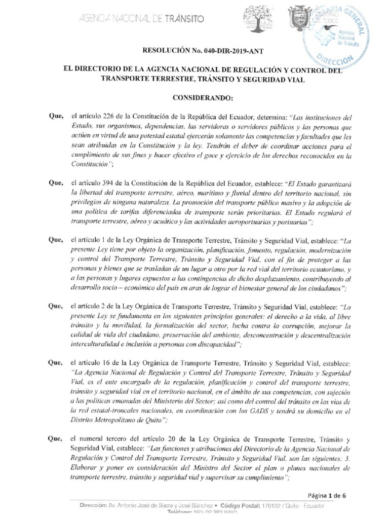 Resolucion - No - 040 DIR 2019 ANT | PDF