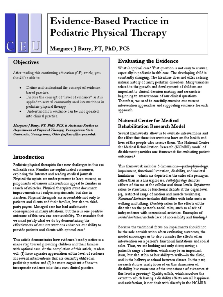 Evidence-Based Practice in Pediatric Physical Therapy by Barry | PDF ...