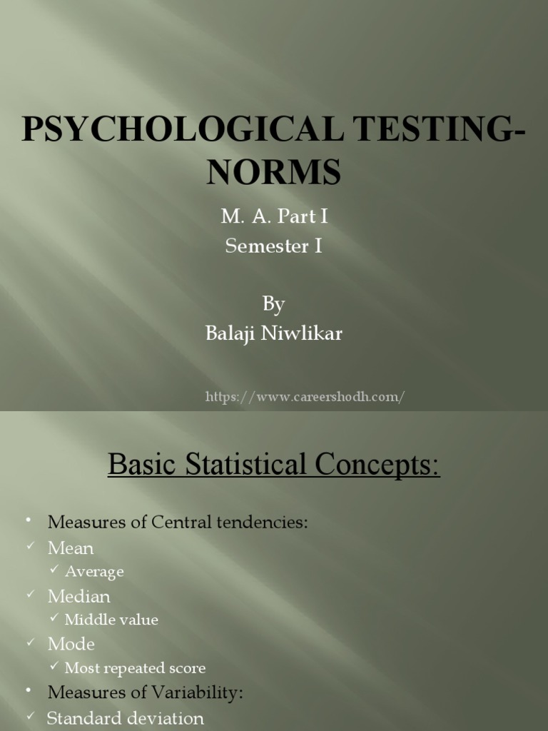 Norms in Psychological Testing | PDF | Intelligence Quotient | Level Of ...