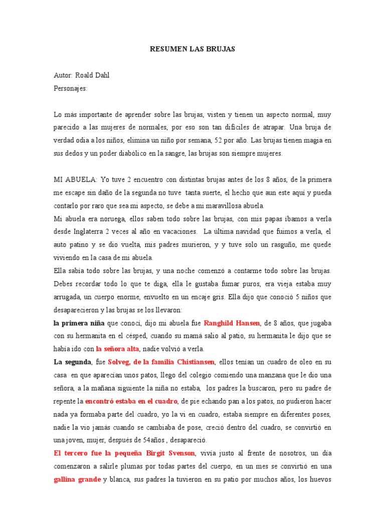 RESUMEN LAS BRUJAS