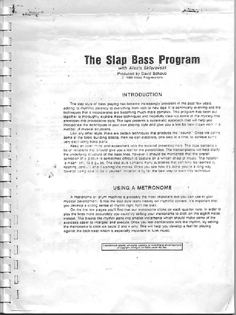 PDF Slap Bass Program - Alexis Sklarevski | PDF