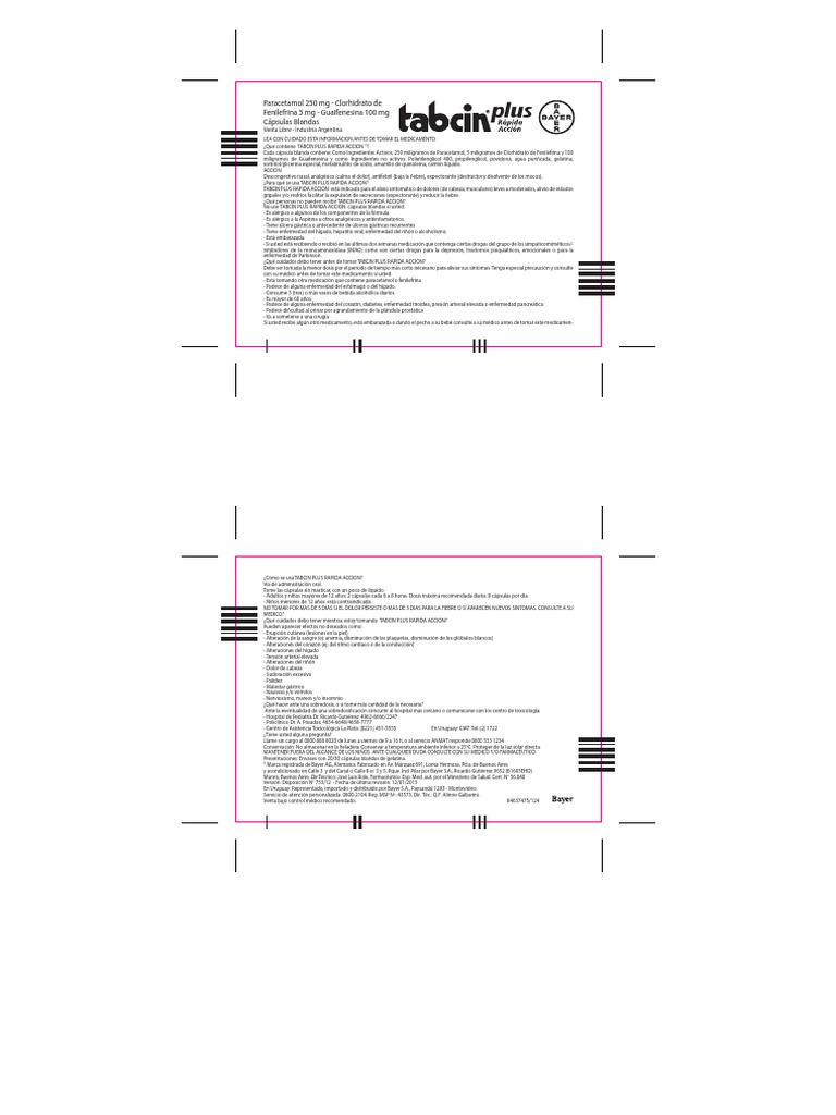 Uso y dosis de Tabcin Plus Rápida Acción | PDF | Medicamentos con ...
