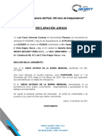 Declaración jurada del trabajo de contador Diego de la Borda en Grupo Security Perú SAC