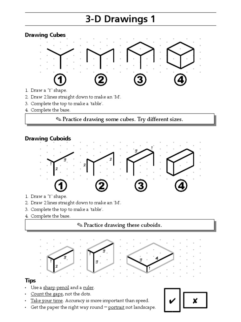 Drawing Cubes and Cuboids Guide | PDF