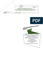 Química CURSO:1°N M OA - 14 Profesor: Ricard0 Varas Rocco Tema Tabla Periódica Y Propiedades Elementales Nombre Estudiante Fecha 29 - 03 - 2021