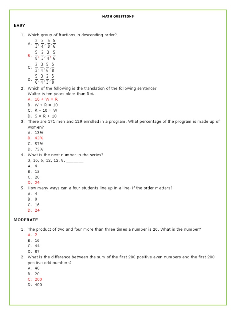 Interschool Quizbowl Math Questions PDF Area Rectangle