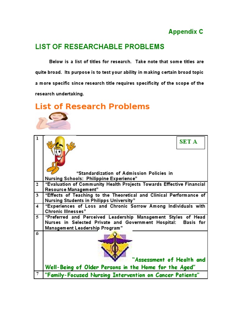 research problems related to nursing