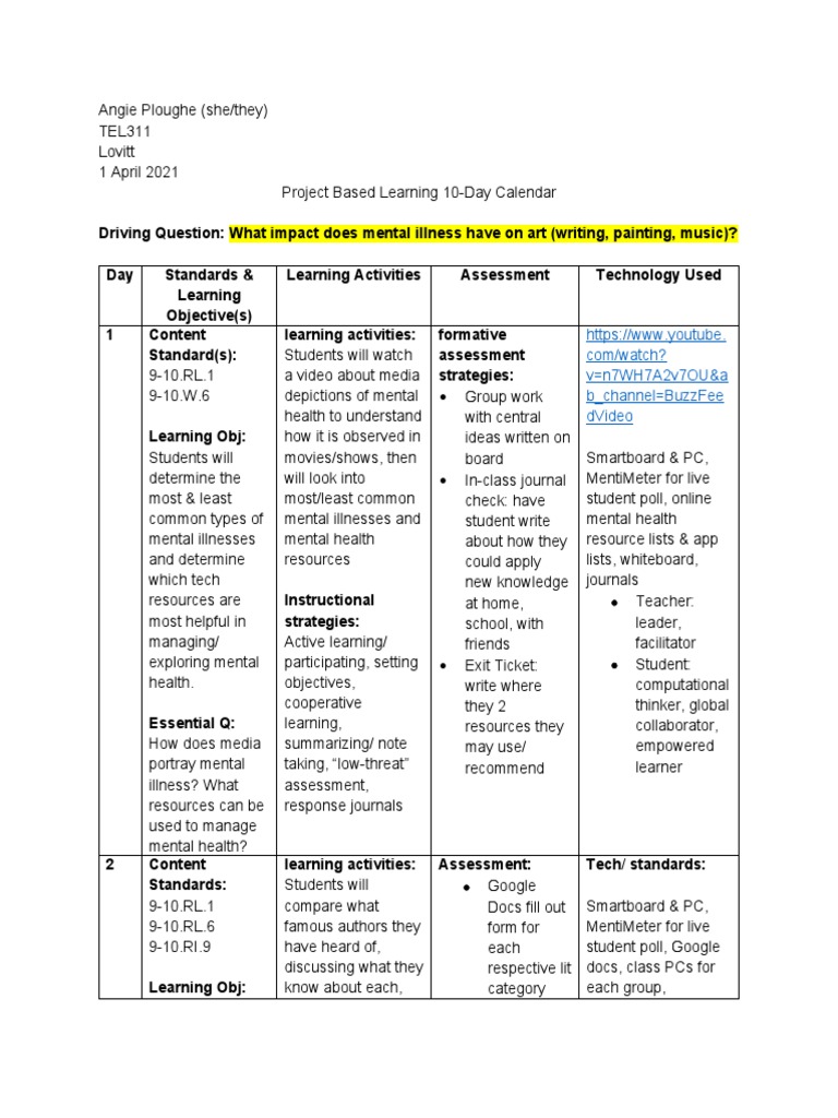 Aploughe Project Narrative Calendar | PDF