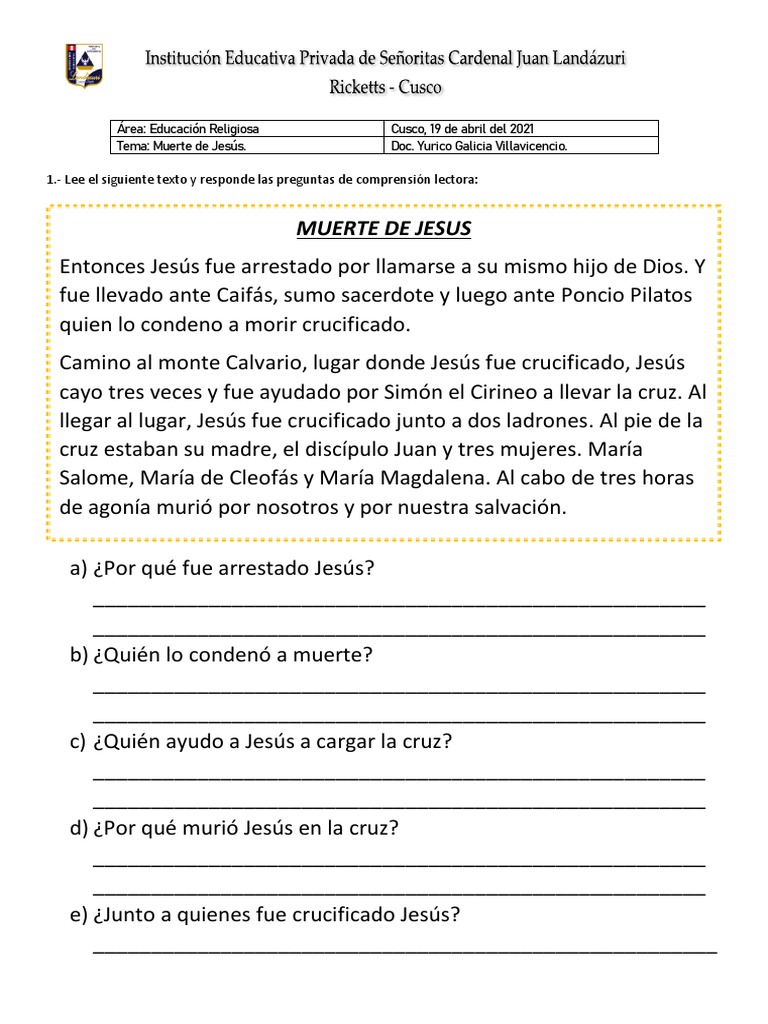 Preguntas sobre la crucifixión de Jesús | PDF | Juan el apóstol | Gente ...