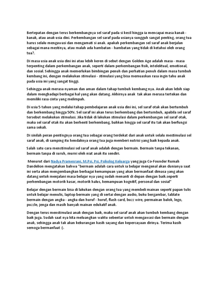 Bermain Untuk Perkembangan Anak Pdf