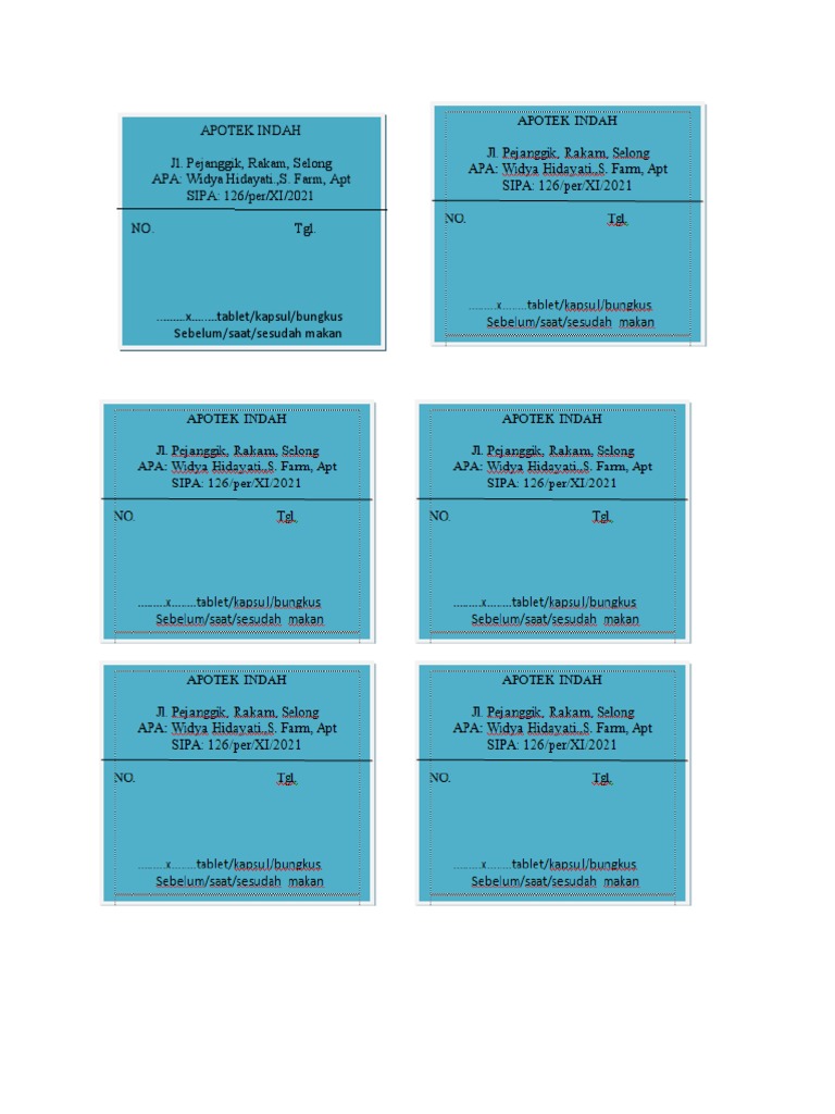Copy Resep Dan Etiket | PDF