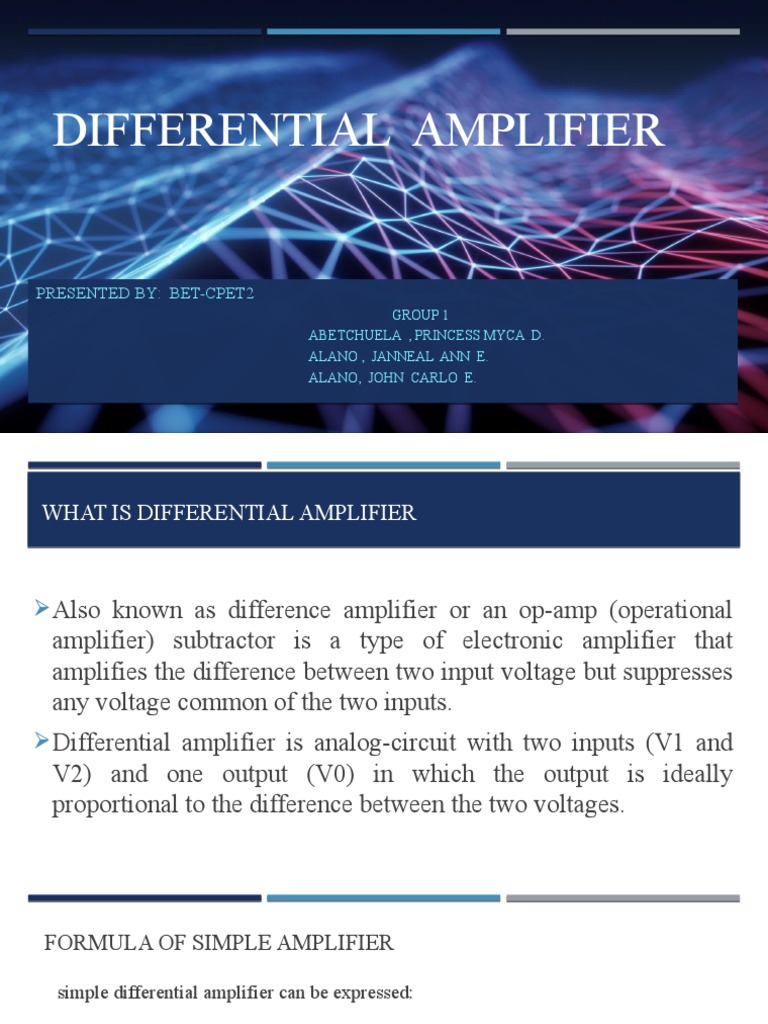 Differential Amplifier (Group 1) | PDF | Amplifier | Computer Science