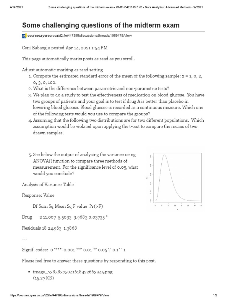 Midterm Exam Questions on Data Analysis | PDF | Analysis Of Variance ...
