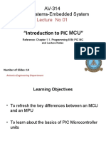 "Introduction To PIC MCU": AV-314 Digital Systems-Embedded System