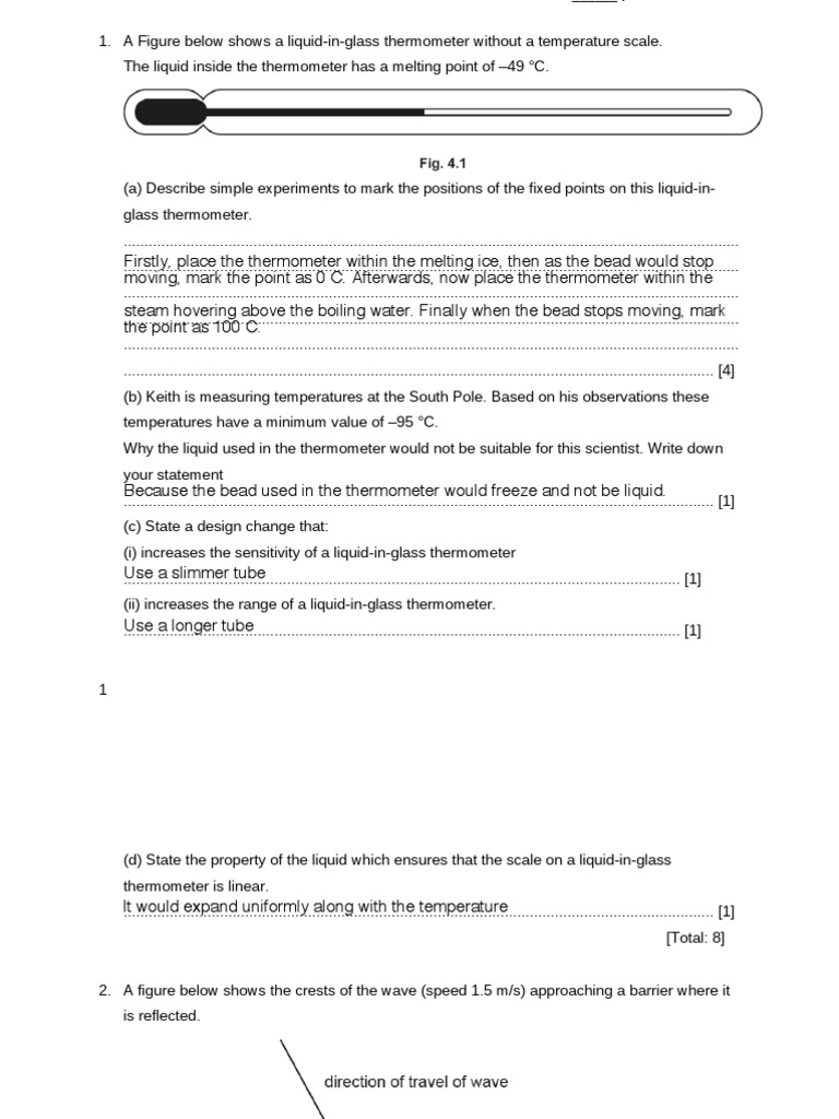 2nd Worksheet Physics Term 4 | PDF | Thermometer | Prism