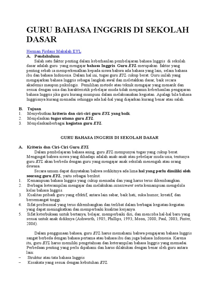 Guru Bahasa Inggris Di Sekolah Dasar Pdf