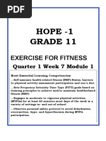 Hope - 1 Grade 11: Exercise For Fitness