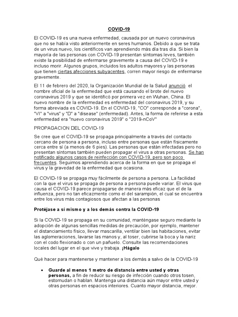 Guía de Prevención COVID-19 | PDF | Salud pública | Inmunología