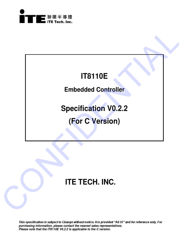 Confidential: Embedded Controller | PDF | Random Access Memory | Input ...