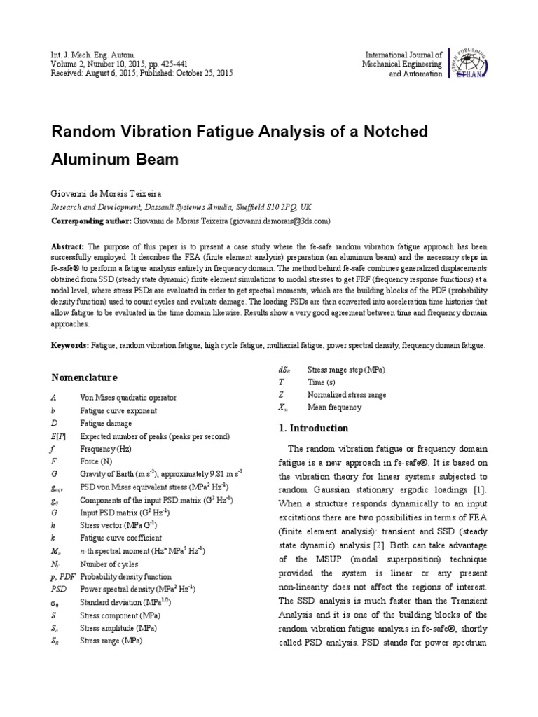 Random Vibration Fatigue Analysis of A Notched Aluminum Beam | PDF ...