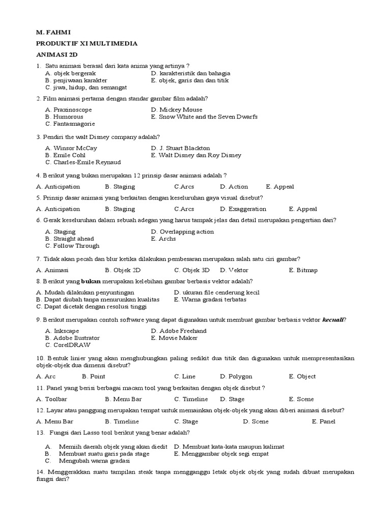 Soal Animasi 2D | PDF